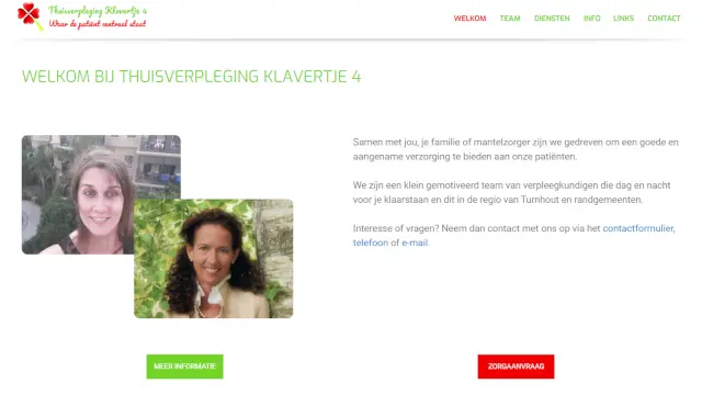 Website van Thuisverpleging Klavertje 4